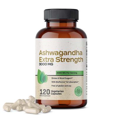 China Calm 2023 Organic Relive Stress And Calm Herbal Supplement Natural Extra Strength Ashwagandha Extract Capsules With Black Pepper for sale