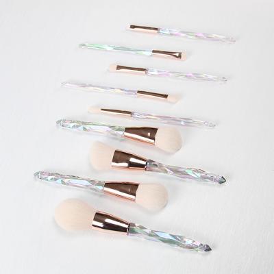 China Angular Blush High Quality 9pcs Make Up Brushes Transparent Crystal Bling Personalized Makeup Brush Set for sale