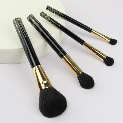 China Face Professional 4pcs OEM Mini Makeup Brush Set High Quality Brush Aluminum Handle And Synthetic Hair for sale