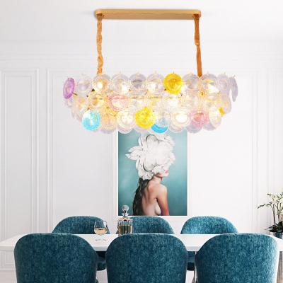 China Soft Brightness Colorful Glass Disc Pendant Lights E14 AC 110 - 250V for sale