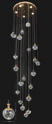 China Apple Hanging Pendant Light Staircase Crystal Chandelier New Villa Hollow High Living Room Chandelier Rotating Staircase Long Chandelier for sale