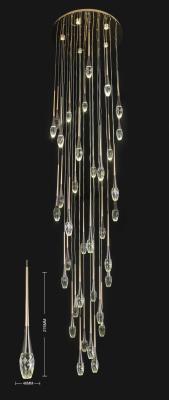 China 46 Long Pole Water Droplets Crystal Staircase Light Luxury Long Chandelier Simple Nordic Long Chandelier Villa Living Room Hollow Rotating Creative Double Net Red Restaurant Chandelier for sale