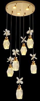 China Snow Mountain Flower Shape Stair Lights For Loft Ceiling Staircase Branch Chandelier Lighting LED Pendant Lights Chandeliers for sale
