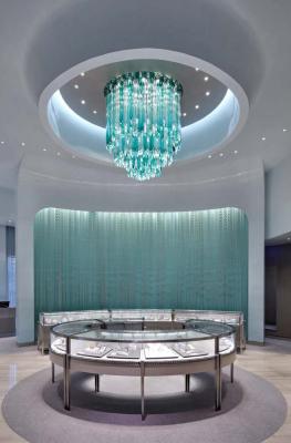China Techo de joyería azul verde cascada de hielo hecha a mano hielo soplado personalizado lámpara de araña de estalagita Hotel lobby villa lámpara de araña de ingeniería lámparas no estándar personalizado en venta