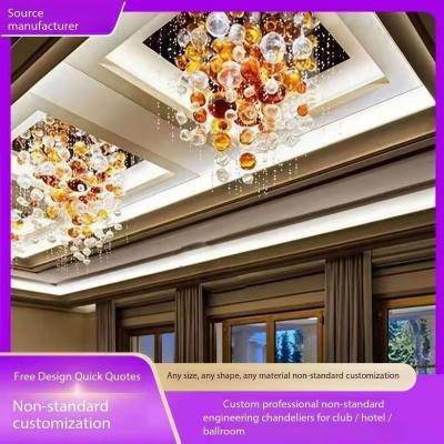 China Modern Decorative Crystal Multi-Color Bubble Glass Ball Chandelier Used for Hotel Lobby Table Wedding Custom Lobby Long Staircase Big Size Luxury Project Led Glass Ball Chandelier Pendant Light for sale