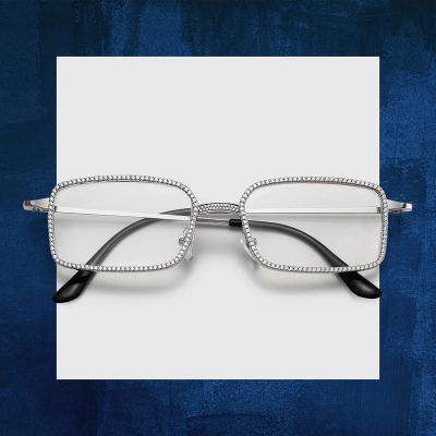 China 2023 Trendy Square Square HipHop Jewelry Sterling Silver 925 Glasses Iced Out Color VVS Moissanite Diamond Luxury Glasses by D for sale