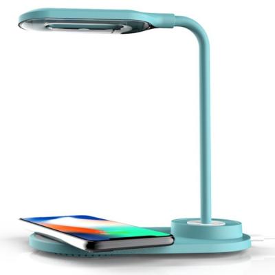 China Modern Portable 360 Degree Rotation Table Lamp 3 in 1 10W Qi Wireless Led Fill Lamp with Pen Holder for Bedroom for sale