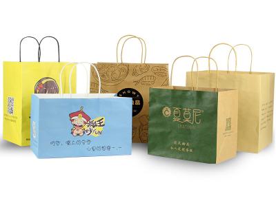China Bolsas de papel impresas de encargo al por mayor Pacakging de Kraft para la entrega Fctory de la comida en venta