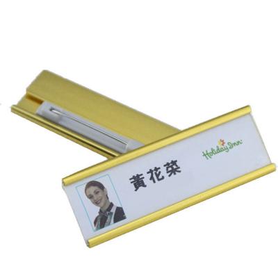 China Gold blank Reusable Name Tags nurse name badge with safety pin wholesale or retail for sale