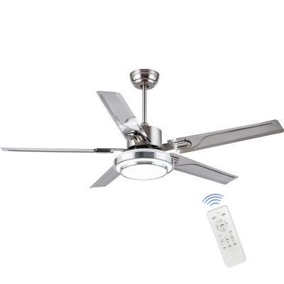 China Modern42 Contemporary High Quality Inches Silver Wind Speed Remote Control 3 6 Folder 4 5 Stainless Steel Blade LED Ceiling Fans for sale
