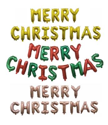 China Toy Happy New Year Alphabet Gift Red and Green 16 Inch Merry Christmas Foil Balloon for sale