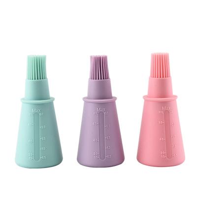 China Amazon Kitchen Instrument Food Grade Hot Easily Cleaned High Quality Eco-friendly Silicone Oil Bottle With Cover BBQ Brush Grilling Oil Bottle for sale