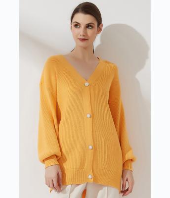 China Anti-wrinkle women casual v-neck long sleeve tops fashion cropped cardigan button knit custom women cardigan sweater for women for sale