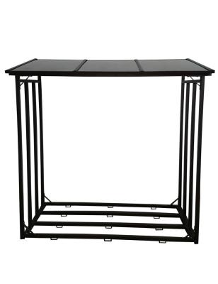 China 100% Waterproofing Outdoor Metal Firewood Rack Logs With PC Cover for sale