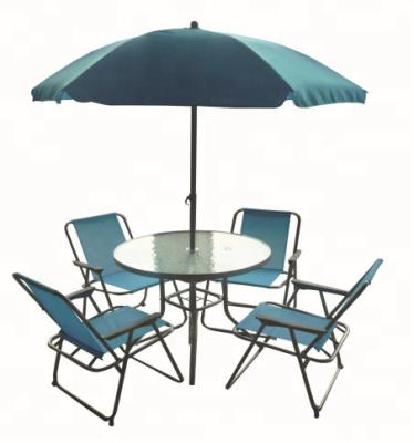 China Folded Outdoor Furniture Folded Garden Set Table And Chair With Umbrella 6sets for sale