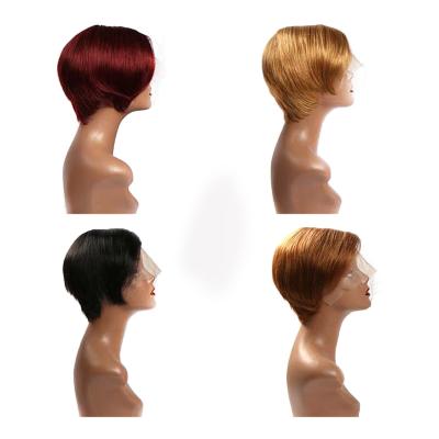 China Wholesale Real Body Wave Short Straight Synthetic Hair Short Straight Hair Lace Cut Wig for sale