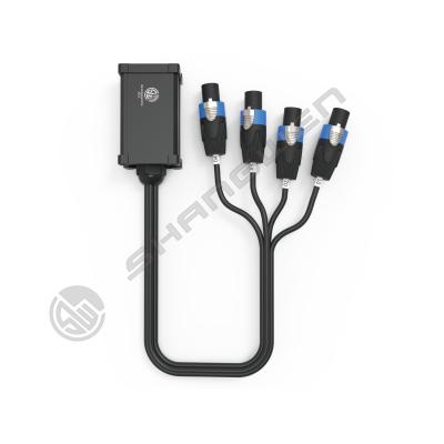 China 4 Channel 4 Pin Female Connector Electrical Glass Reinforced OEM OFC Loud Speaker Cable with Speakon Junction Box for sale