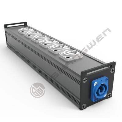 China 6-Port PowerCON Audio Distribution Output Box Screw-In Installation Aluminum Construction for sale