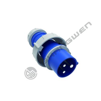 China IP67 Industrial Male Female Plug 220V 16A 3 Pin Single Phase Blue Shell Connector for Outdoor Industrial Electronics for sale