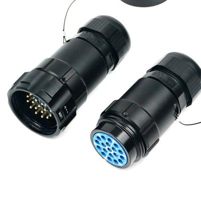 China 19-Core Male Female Aviation Plug Gold-Plated Copper 20A 19 Pin Socapex Connector for Stage Lighting Waterproof Connector for sale