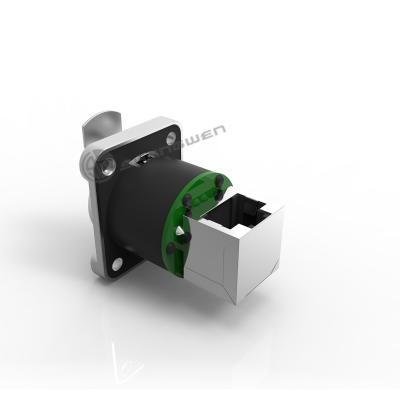 China Conector de chassi de Ethernet RJ45 de 8 pines feminino para uso interno IP44 PA66 Conector angular para avião Conector de sinal à venda