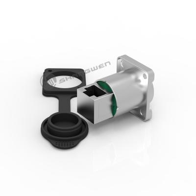 China Acessórios eletrônicos industriais IP65 Assento de cristal impermeável RJ45 Conector feminino para montagem de painel de sinal externo à venda