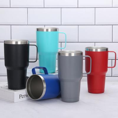 China Sustainable Wholesale 30oz Insulated Stainless Steel Coffee Mug Tumbler Insulated Double Wall Ice Water Mugs With Handle for sale