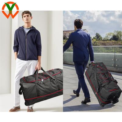 China 120L/140L Double Rubber Wheel Folding Travel Duffle Bag And Multiple Pockets And Compartments for sale