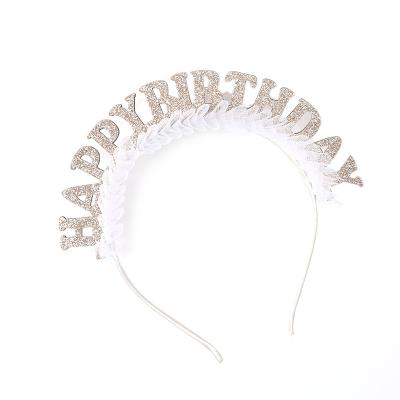 China Shiny White Wire Diamond Headband English Alphabet Letter Hair Accessories Birthday Hair Accessories for sale