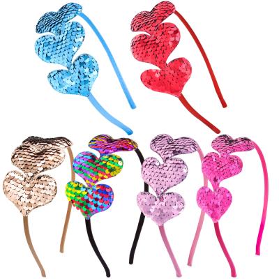 China Creative Sequined Heart Embellished Valentines Headband Valentines Headband Headband For Women for sale
