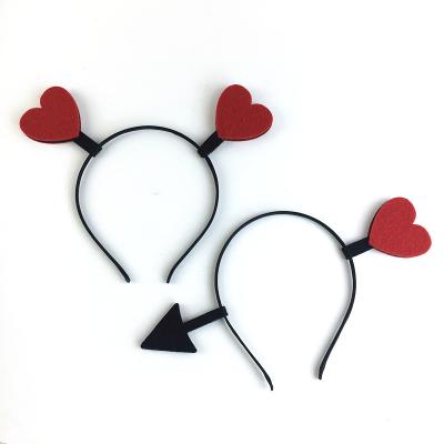 China Cute Creative Valentines Heart Hairband Valentines Day Holiday Headwear Red Headband For Women for sale