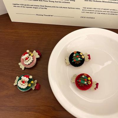 China Durable Christmas Kids Velvet Candy Modeling Hair Clip Christmas Tree Elk Sequins Baby Edge Clip Christmas Headdress for sale