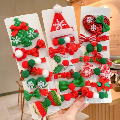 China Durable 10 Pcs/Set Cute Korean Princess Baby Bow Hairclip Headbands Hair Accessories Kids Christmas Antlers Hair Clips for sale