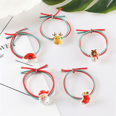 China New Fashion Colorful Elastic Hair Bands Santa Elk Christmas Hat Durable Hair Rope For Girl for sale