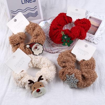 China New Durable Multiple Styles Simple Snowflake Lamb Hair Rope Santa Cute Elk Plush Hair Rope for sale