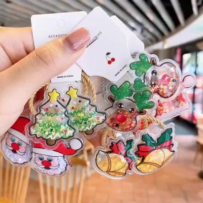 China Durable Wholesale Christmas Hair Accessories Christmas Hair Rope Kids Quicksand Hair Rope Themed Christmas Hair Rope for sale