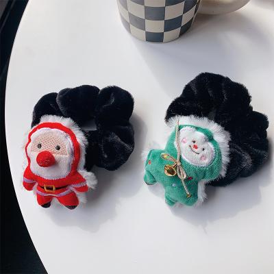 China Cute Snowman Hair Accessories Santa Furry Head Rope Sweet Cheap Snowflake Decoration Ladies Snowman Hair Accessories for sale