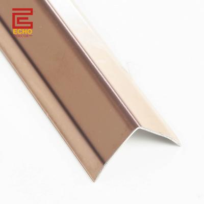 China Revestimiento de azulejos de acero inoxidable de oro rosa pulido 20 mm Revestimiento de azulejos de metal en forma de L en venta