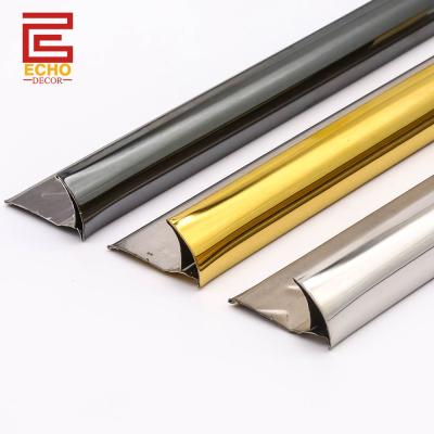 China Revestimiento de azulejos de acero inoxidable de oro Bullnose 2,5 m Cuarto redondo Revestimiento de bordes de azulejos en venta