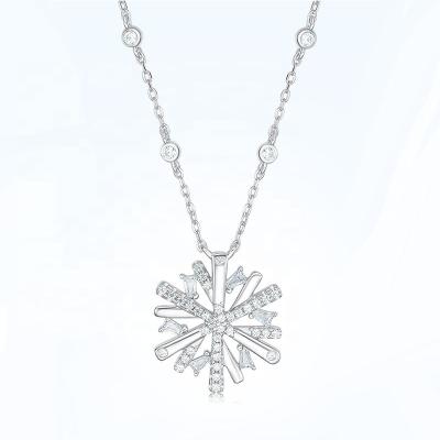 China Wholesale CLASSIC Silver Snowflake Sweater Chain Necklace Sterling Silver Necklace for sale
