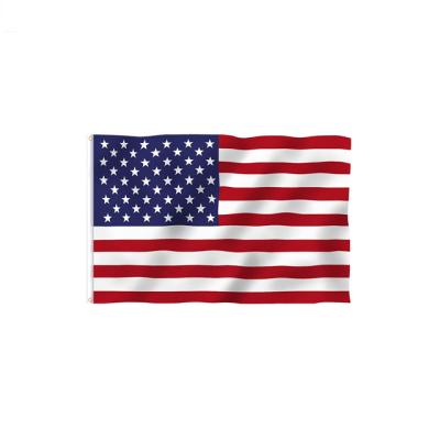 China FLYING Wholesales Fast Shipping 5x3 ft Brand New Screen Printed Two Brass Grommets Polyester Double Stitched Red USA USA American Flag for sale