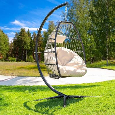 China Modern Hanging Egg Chair Patio Egg Chair Soft Deep Fluffy Cushion Relaxing Large Basket Porch Lounge for sale