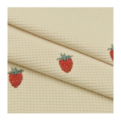 China Embroidered Polyester Waffle Fabric For T-shirt P-6WKK11 Medium Weight for sale