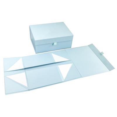 China Recyclable Folded Rigid Flat Rigid Magnetic Folding Gift Box Black Cardboard Storage Paper Luxury Magnetic Folding Gift Box With Ribbon for sale