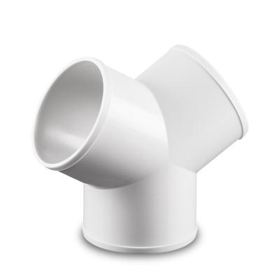 China Equal Size 100mm Diameter Duct Vent Branch Plastic PVC Equal Y Shape Pipe Fitting Pipe Fitting Connector Tee Pipe Connection for sale