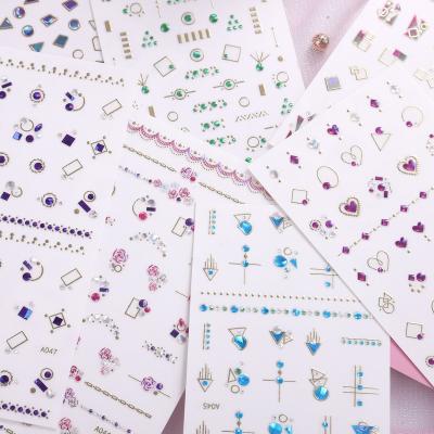 China DIY Nail Art Rhinestone Sticker Custom Christmas Gel Nail Sticker 3D Decal Korean Adhesive Jewelry Nail Sticker for sale