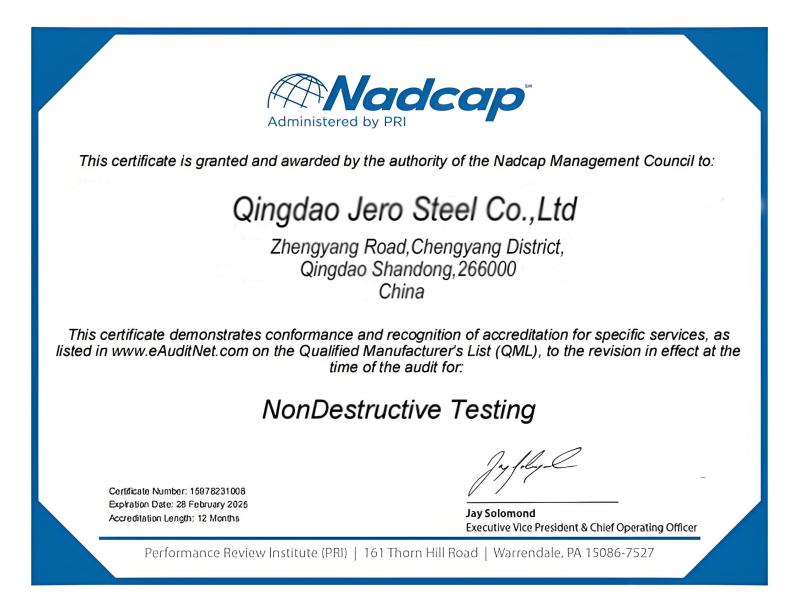 NADCAP-NonDestructive Testing - Qingdao Jero Steel Co., Ltd.