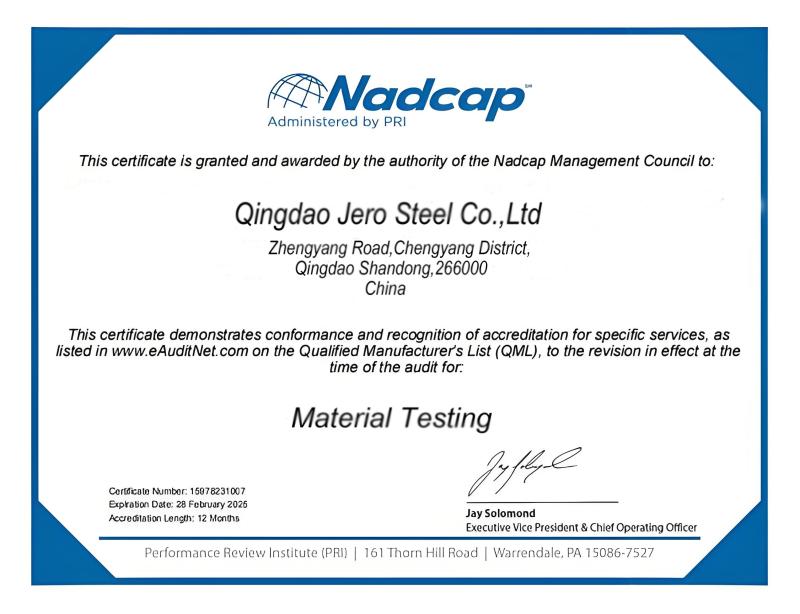 Nadcap-Material Testing - Qingdao Jero Steel Co., Ltd.