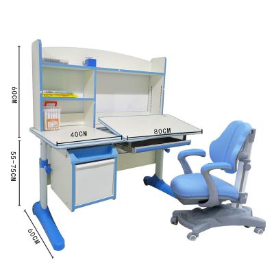 China Innovative Study Table with Shelf for Boys Large Capacity Study Table Wooden Desk and Chair for Kids Children for sale