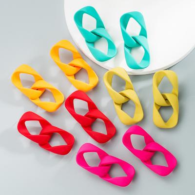 China BOHEMIA inspired Bohemia acrylic spliced metal link chain stud earrings design fashion jewelry for women for sale